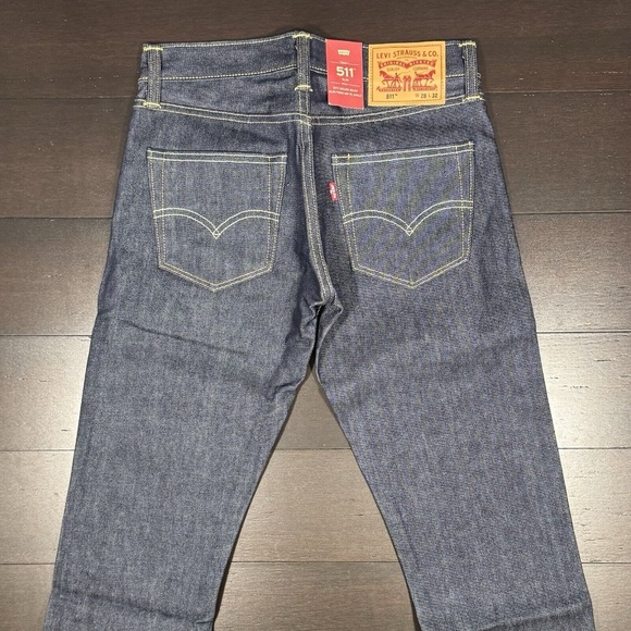 Levi's 511 Jeans 28 x 32 Selvedge Raw Unwashed Denim Slim Straight Red Tab 81 - Picture 7 of 8